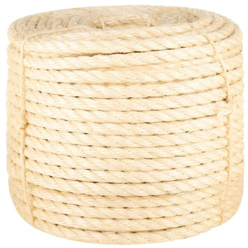 vidaXL Seil, Sisalseil mit hoher Reiß- und Abriebfestigkeit, Hanfseil Schnur für Kratzmöbel Garten, Tauseil Gartenseil Dekoseil, 14 mm 25 m 100% Sisal