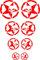 Autoaufkleber Totenschädel Aufkleber Set Motorrad Totenkopf Rund Skull Sticker Motocross 8Stück Schädel (Glanz Rot)
