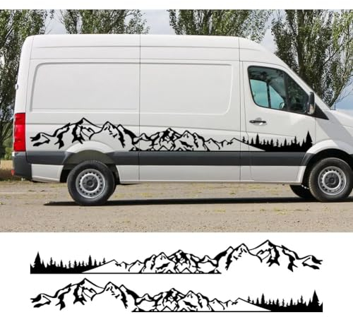 2PCS Autotür Seitenaufkleber, für V = W Wohnmobil Camper Van DIY Streifen Mountain Graphics Decals Auto-Tuning-Zubehör
