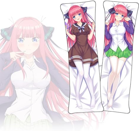 Anime Kissenbezüge The Quintessential Quintuplets Nakano Nino Dakimakura kurzer Plüschstoff doppelseitiger Anime Körper Kissenbezug