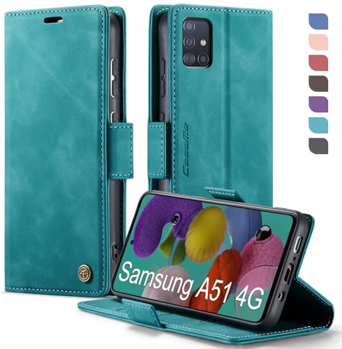 XYGLOW Handyhülle für Samsung Galaxy A51 4G Hülle Klappbar Premium PU Lederhülle Klapphülle【RFID Schutz】 Kartenfach Standfunktion Schutzhülle für Samsung A51 4G Flip Case Wallet Tasche Cover, Grün