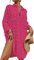 Bsubseach Beach Cover Up pour Femme Chemise BoutonnéE Robe Maillot De Bain Cover Up pour Femme Tendance Rose Rouge