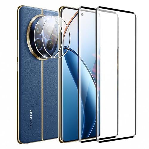 Effcotuo Protector de Pantalla para Realme 12 Pro/12 Pro Plus 5G Cristal Templado Protector de Lente de cámara, [Cobertura máxima] HD Cristal Vidrio Templado para Realme 12 Pro/12 Pro Plus 5G
