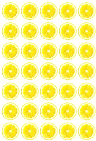 35 x Lemon Slice Edible Wafer or Icing Cupcake Toppers Fun Citrus Fruit Themed Party Cake Decorations Perfect For Brownies Cookies Muffins & More! (Edible Wafer Card)