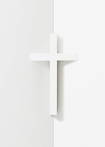mosery Eck-befestigtes Wandkreuz 15 cm, magnetisch, religiöses Kreuz für Kirche, Raumdekoration, spirituelle christliche Geschenke, Weihnachtsdekoration (weiß)