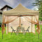 OKYUK Zanzariera per gazebo da esterni, universale, copertura per zanzariera, 4 pezzi, con chiusura lampo, per gazebo da 12 x 12 (solo zanzariera) (nuovo kaki, 3,6 m x 3,6 m)