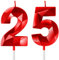 Yiran Red 25th Birthday Number Candles, 3D Design Cake Topper Decor for Boy Girl Women Men Birthday Theme Party Weddings Anniversary Celebration Supplies