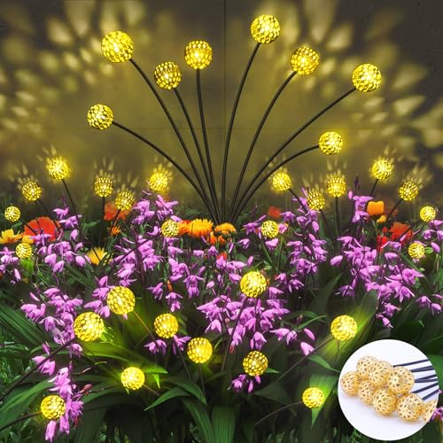 Solarlampen für Außen Garten, 2 Stück 8LED Glühwürmchen Swaying Solarleuchten Neu Aufgerüstet Optional Modi Garten Solarleuchten für Außen für Gartendeko Pathway Yard Patio Dekoratives