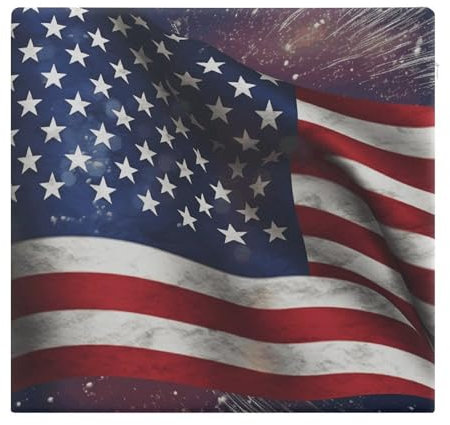 YJWANDL Quadratisches Kissen, USA-Flagge, Memory-Schaum-Kissen, vielseitiges Kissen, Veranda-Sitzkissen, Bürostuhlkissen, Anti-Ermüdungs-Kissen