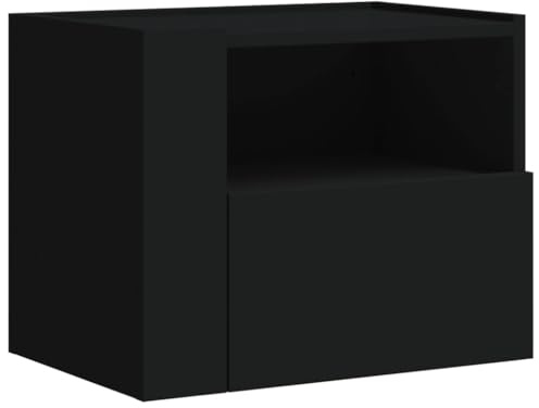 vidaXL Wand Nachttisch, Nachtschrank mit Stauraum Wandmontage, Nachtkommode Hängend, Nachtkonsole Wandschrank für Schlafzimmer, Schwarz