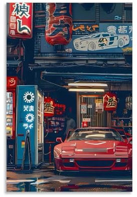 GHJOPAF JDM Auto-Poster, Leinwand, Gemälde, Wandkunst, Bild, Heimdekoration, Druck für Schlafzimmer, Wohnzimmer, 30 x 45 cm, ungerahmter Stil