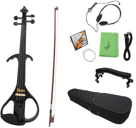 E-Geige mit Zubehör, Leises E-Geigen-Set Massivholzgeige