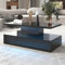 KOMHTOM Table Basse Moderne en Laque Brillante Noir, Petite Table avec tiroirs Table de Salon avec LED (Noir)