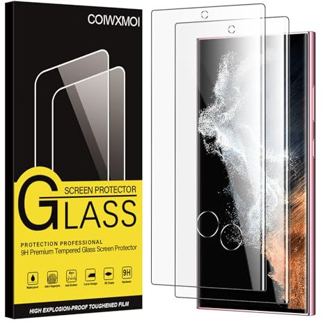 Coiwxmoi 2 Piezas Protector Pantalla Para Samsung Galaxy S22 Ultra 5G Cristal Templado Dureza 9H Antiarañazos Antihuellas Sin Burbujas Ultra HD Transparente Ultra Resistente Vidrio Película