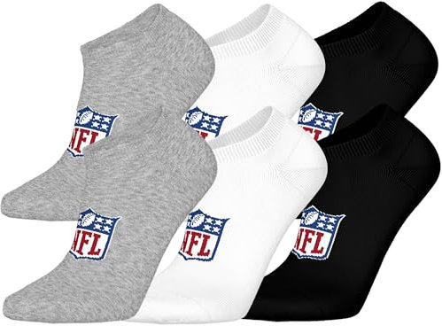 NFL Shield 6pk Sneaker Socks - MGR/WHT/BLK - 39/42