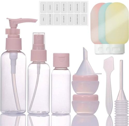 Travel Bottles for Toiletries 11 PCS Travel Containers with Clear Bag Case BPA Free Leak Proof Squeezable Silicone Bottles Kit Accessories for Cosmetic Containers Shampoo Liquids Trips Camping