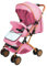 Poussette 3 en 1, Poussette Canne, Trio, Poussette Bebe, Landau Bébé, Accessoires, Adaptateurs Universels, Grandes Roues, 25kg, panier spacieux-B-rose
