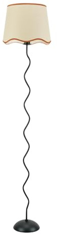 ValueLights | Black Metal Wavy Stem Floor Lamp with Rust Trim Scallop Shade Living Room Lounge Light | Floor Lamps, Home Décor & Improvement Essential | Included LED Bulb