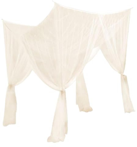 KYEQATY Baldachin Bettvorhänge Bett Baldachin mit Ausdehnungsrohre Schraubenhaken Bettvorhänge für Mädchen Erwachsene Schlafzimmer Dekoration Accessoire Beige