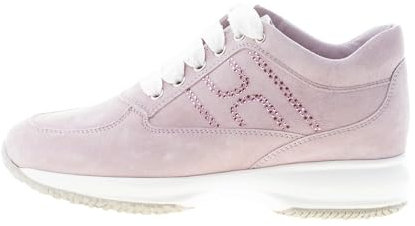 Hogan Donna Interactive Sneaker in Pelle Scamosciata Rosa con H di Micro Pietre Lilla Color Viola Size 38