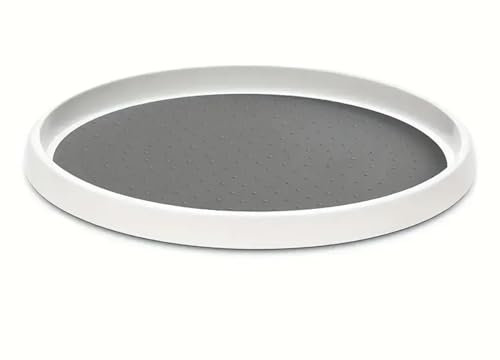 Tech Czar Lazy Susan Rotating Turntable Cupboard Organiser, Multi-Functional Spice Rack for Kitchen Storage and Organisation, Revolving Condiment Holder, Non-Slip Storage Racks 9 Inch… (White)