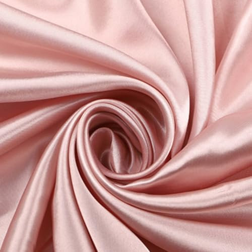 Tissu satiné - 4 m x 150 cm - Vendu au mètre - En polyester - Tissu décoratif brillant - Pour couture, costumes, vêtements, robes de mariée, nœuds, nappes - Vieux rose