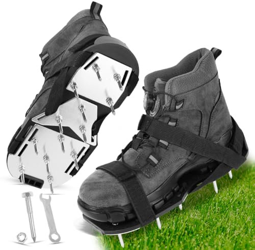 URAQT Scarpe aeratore per Prato, 45 mm Sandalo Aeratore Scarpe da Prato, Arieggiatore Prato Scarpe Chiodate, Arieggiatore Scarpe,Piastra di Base in Lega di Alluminio, per Cortile e Patio