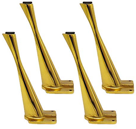 Lot de 4 Pieds de Meubles en métal pour Table, Cuisine, rehausseurs de Meubles, Pieds de canapé, Pieds de Bureau, armoires de lit (doré 23 cm)