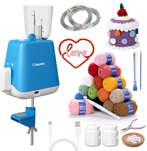 Caydo iCord Maker Kit for Beginners, 92pcs i-Cord Knitting Set for DIY Handicrafts Making, Quickly Knitting iCord with i Cord Knitting Machine Create Pretty Crafts, Ideal Present