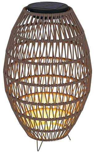 Outsunny Rattan Solar Lamp Garden Auto On/Off Light IP44 Waterproof Dark Brown