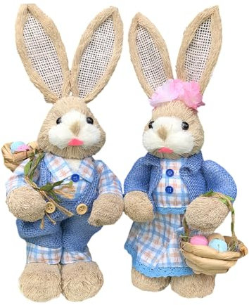 YiQinzcxg Paar Ostertierstrohdekorationen Country Styles Tierverzierung Für Innen Und Außenbauernhäuser Dekore