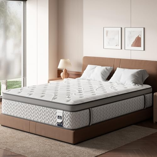 SLEEP100 King Mattress, 14 Inch 5-Zone Deep Sleep Firm Mattress with Extra Lumbar & Shoulder Support, Hotel Collection Hybrid Mattresses, Fiberglass Free & No Odor - 365 Nights Trial