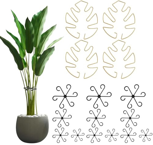 Pflanzenstütze, Monstera Rankhilfe, 16-teiliges Set in Schwarz und Gold, 4 Größen, Ideal für Monstera Pflanzen, Stabile Pflanzenstützen für Innen- und Außenbereich, Rankhilfe Monstera Groß