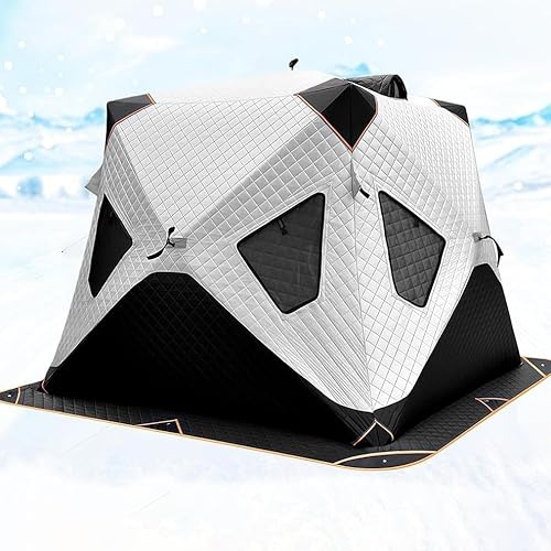 BESTXH Verdickte 4-Lagige EisangelhüTte, Isolierte EisangelhüTte FüR 3–4 Personen, Tragbares Winterzelt Mit Kaltem Pop-Up-Zelt, Winddichte EishüTte FüR Eisangeln Und Camping