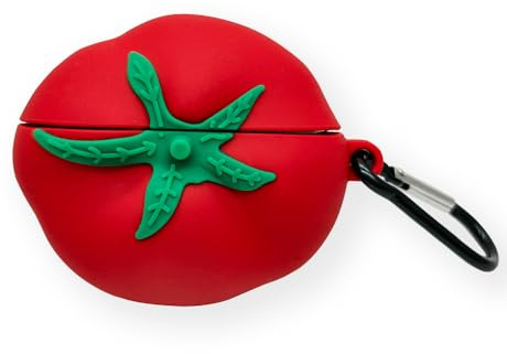 3D Cartoon Silikon-Hülle Kompatibel mit AirPods Pro 2 Generation, AIYAAIYA Niedliches Kawaii Wasserdicht Stoßfest, Schutzhülle für Ladecase des Kabellosen Headsets mit Schlüsselanhänger (Tomate)