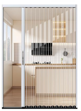 LVLDAWA Porte Accordéon Intérieure, Cuisines Invisibles HD Porte Coulissante Pliante, Cloison Séparation pour Couloir Et Pièce, Isolante Thermique Phonique, avec Cadre Aluminium(50X150CM)