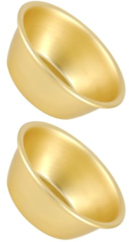 HOMSFOU 2pcs 12cm Korean Traditional Small Aluminum Rice Wine Bowls for Hot Wine Storage and Hiking Soup Dish, Creative Restaurant Drink and Fruit Serving Cups