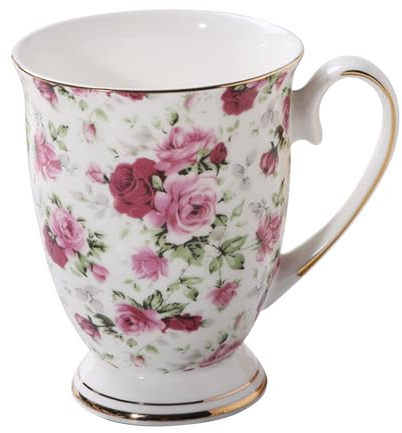 Bone China Mug, 300ml Bone Porcelain Classic Breakfast Cup, Euro Style Art Tea Coffee Mug, Classic Breakfast Cup, Coffe Tea Water and Hot Chocolate, for Latte Cappuccino