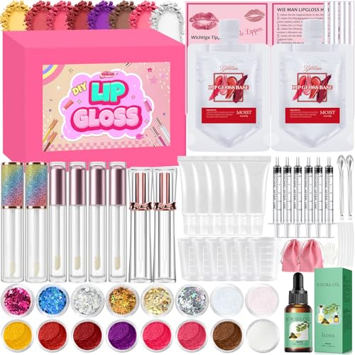Lipgloss Selber Machen, Gdblsm Lipgloss Selber Machen Set,Feuchtigkeitsspendend Mädchen Lip Gloss Lippenstift DIY Herstellungsset Set, Kreative Basteln Erwachsene Lustiges Make Up Geschenk Für Frauen