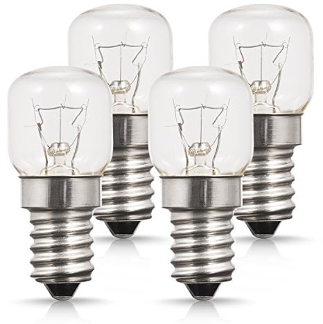 Techgomade 25W Incandescent Bulb, E14 Small Edison Screw Base Light Bulbs, Salt Light Bulbs, Tungsten Light, 2700K Warm White, Dimmbale, for Salt Light, Microwave Oven, 4 Pack