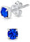 DTPsilver® WINZIGE Quadratischer Ohrringe 925 Sterling Silber mit Runde Kristallen von Swarovski® Elements - Sehr KLEINE Ohrstecker - Durchmesser 4 mm - Farbe : Blauer Saphir