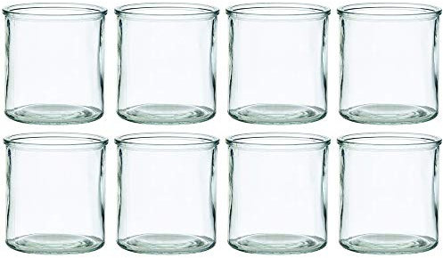 8er Set Teelichtgläser aus Glas in Zylinderform – Windlichter Ø 8 cm/H 10 cm – Teelichthalter & Teelichtglas für Tischdeko & Hochzeit