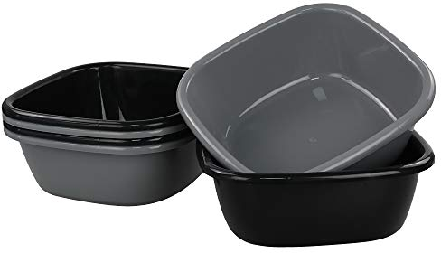 Gitany Plastic Square Wash Basin, 6 Pack Small Washing up Bowl