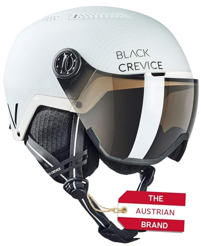 Black Crevice Unisex - Adult Chamonix with Visor Ski Helmet Matt White Carbon/Black, S (51-54 cm)