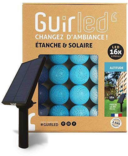 GuirLED - Außengirlande mit Lichtkugeln LED-Guinguette - Wasserdicht IP55 - Hocheffizientes Solarpanel - Automatisches EIN/AUS - 16 Kugeln 3 m-Höhe