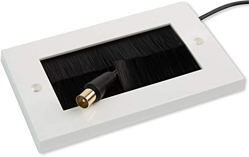 G-PLUG Cable Pass Through Wall Plate Faceplate with Brush – White Double Gang Cover for HDMI, TV, Ethernet, Speaker Wires – Easy to Install, Clean Cable Management Solution