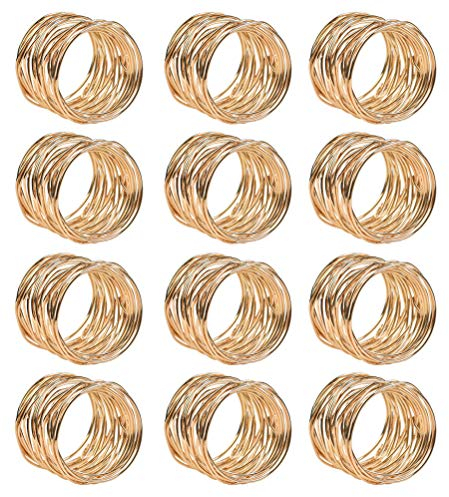 12PCS Gold Napkin Rings Metal Napkin Buckle Holder Set 42 * 36 mm Dinner Table Decor for christmas Wedding FOROREH Art Serviette napkin ring
