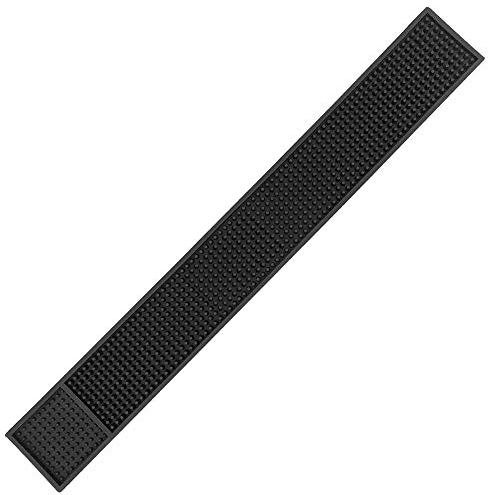 CYSJ Tapis de Bar Doux Noir, PVC Dessous de Verre Barre de Service Tapis en Caoutchouc étanche Ustensiles de Cuisine pour Boisson Cocktail Bière Café Maison Pub (59 x 10 cm)