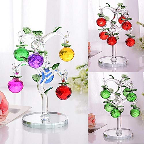 MCWJ Kristall-Apfelbaum Glaskristall Apfelbaum mit 6 stücke Äpfel Fengshui Handwerk Wohnkultur Figuren Souvenirs Dekor Ornament-Rosa