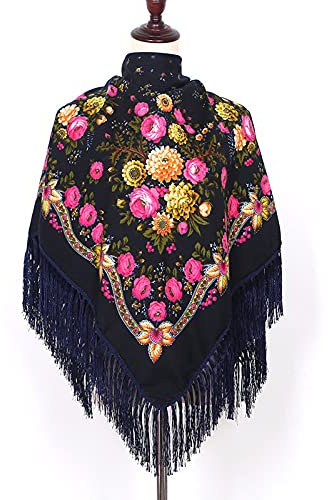 Russische quadratische Schals, ukrainische Kopfbedeckung, muslimischer Hijab-Schal, Wickeltuch, Turban-Tuch, Raditional-Schals, Decke, Bandana